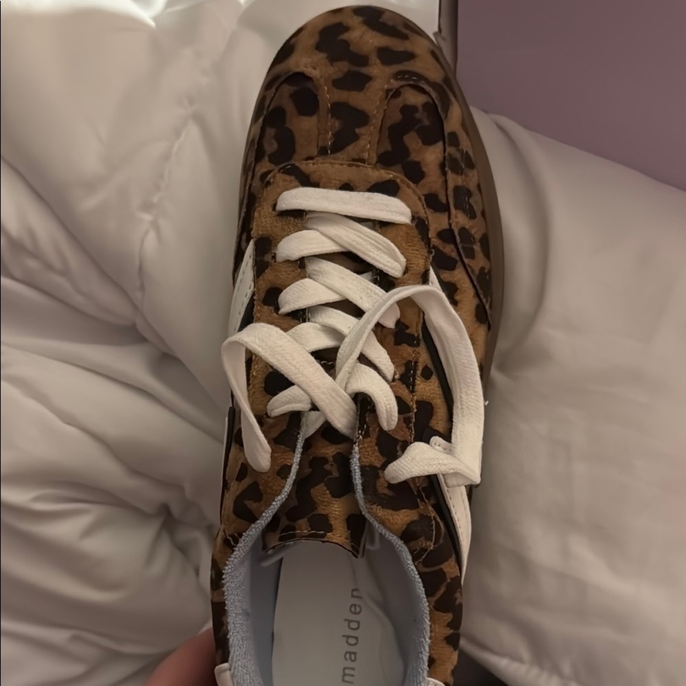 Madden Girl Tan and Brown Leopard Print Sneakers BRAND NEW WITH BOX.